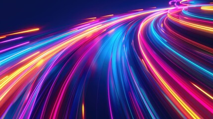 A vibrant display of colorful light trails, suggesting motion and energy.