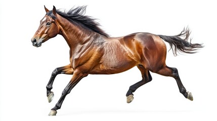 Obraz premium Majestic Powerful Stallion in Full Gallop with Flowing Mane Captured in Stunning Detail and Vibrancy Representing Strength and Grace in Motion