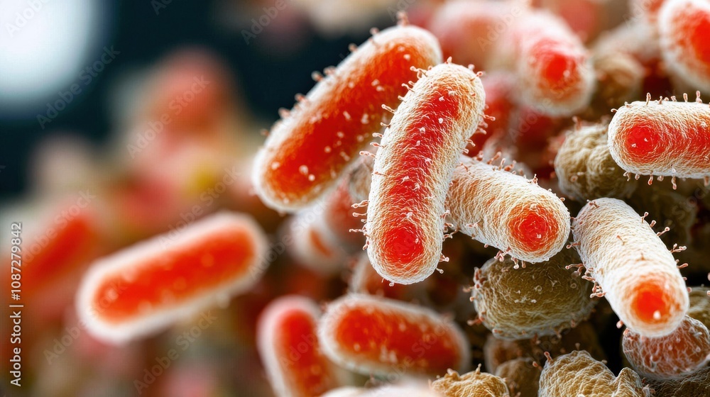 Poster close-up of bacteria clusters under microscope view
