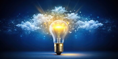 A glowing light bulb illuminates the night sky, symbolizing the power of innovation and the potential for limitless ideas.