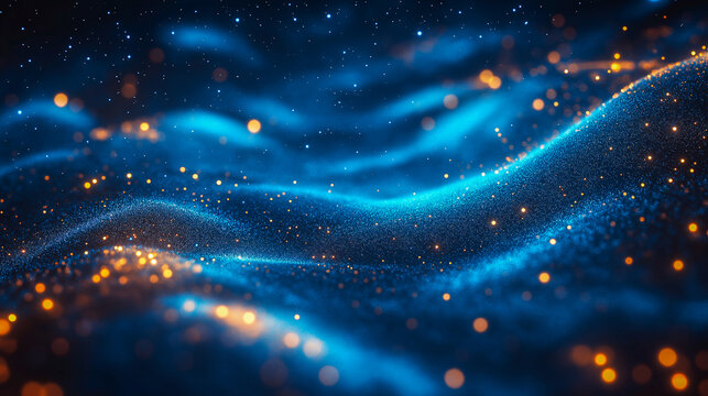 Blue abstract technology data wavy lines in holographic style. street Banner design