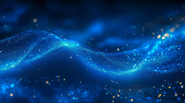 Blue abstract technology data wavy lines in holographic style. street Banner design