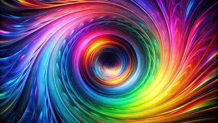 Abstract swirling vortex of vibrant colors leading to a black hole in the center of the image.