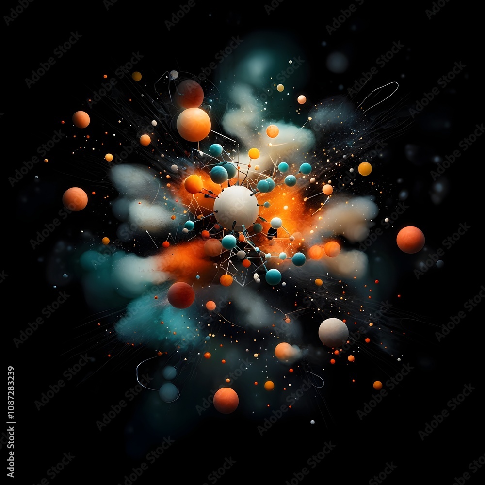Poster kaleidoscopic molecular energies an abstract of the unseen microscopic realm unveiling the dynamic b