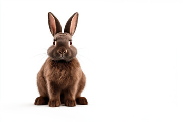Fototapeta premium Cute bunny sitting confidently on a white background with copy space