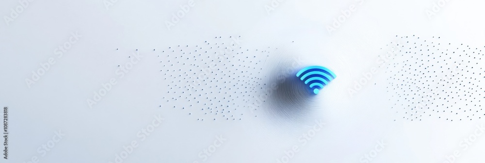 Leinwandbilder a blue wi-fi icon stands out against a light background, symbolizing wireless internet connectivity 