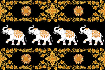 Obraz premium elephants pattern,thai pattern. seamless ,Traditional ethnic,thai pattern,fabric pattern for textiles,rugs, wallpaper,clothing, sarong, batik,wrap,embroidery,print,background,cover, illustration