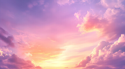 
sunset cloudscape Panoramic with rich purple and pink tones blending into orange at horizon, tranquil evening sky view, natural dusk setting, soft wispy cloud formation, twilight backdrop,