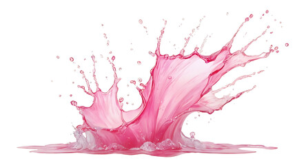 Watercolor of pink water splashing on transparent background , PNG