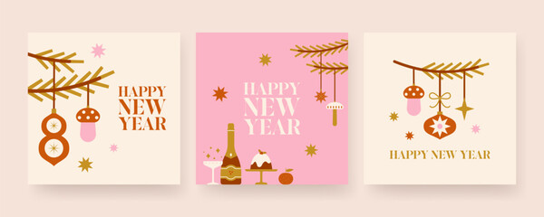 Collection of new year greeting cards.