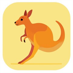 Hopping Kangaroo Icon with Orange Body and Gradient Tail