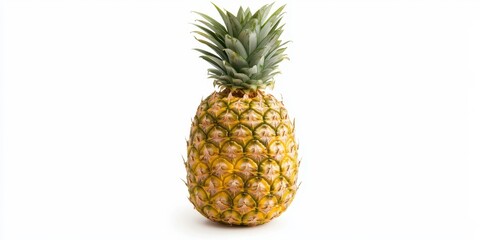 Fototapeta premium Fresh and vibrant pineapple with a lush green crown and textured yellow skin.