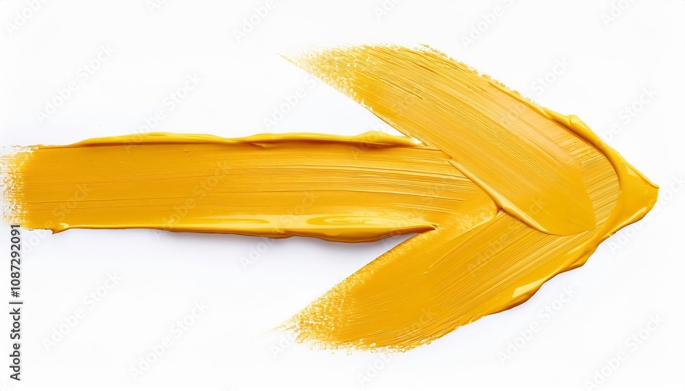 Poster bright yellow paint stroke creating a right pointing arrow, representing forward movement and progre
