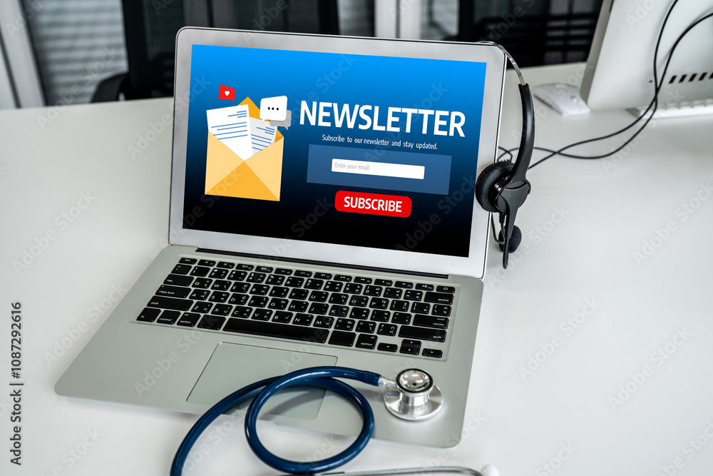 Poster newsletter signup page on computer for customer to subscribe snugly newsletter update information to