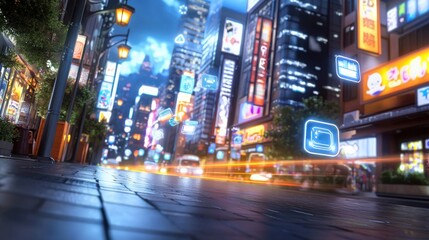 Futuristic Smart City View at Night