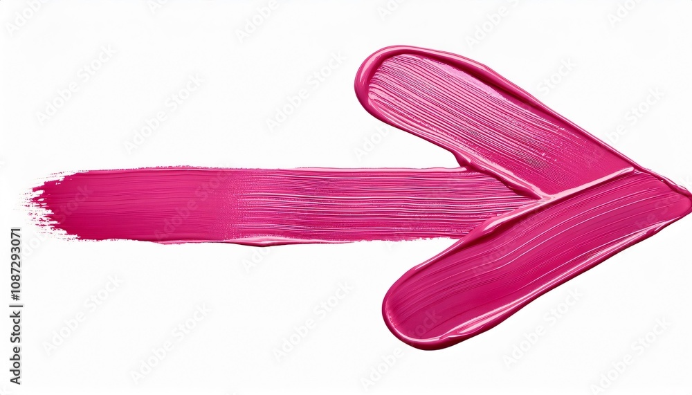 Poster pink lipstick smear on white background forms dynamic arrow pointing right, creating vibrant composi