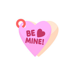 Valentine Card Be Mine, isolated flat illustration in transparent background