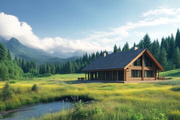 Stylish Cabin Retreat with Breathtaking Meadow View