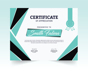 Modern blue certificate template and border, for award, diploma, and printing