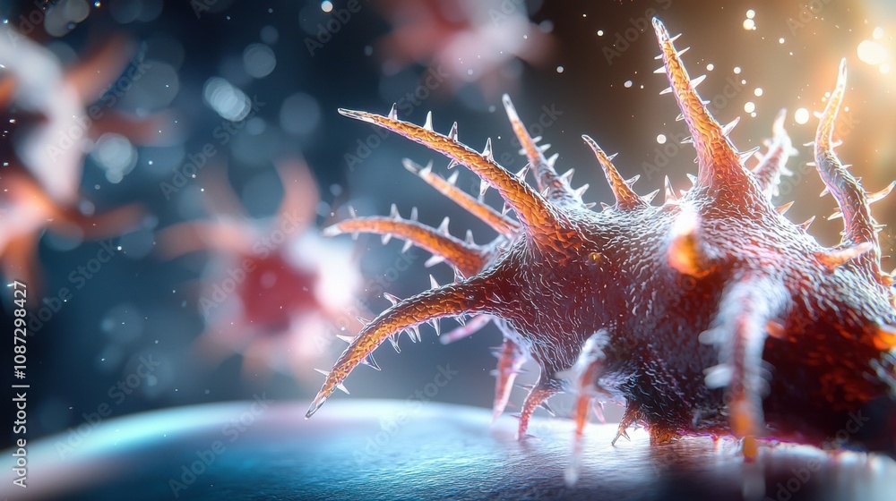 Poster high-resolution microscopic view of virus particles