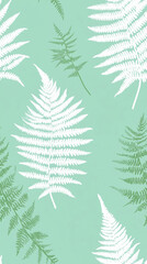 Obraz premium Graceful fern leaves design in mint and ivory for spring decor and prints - seamless pattern texture png
