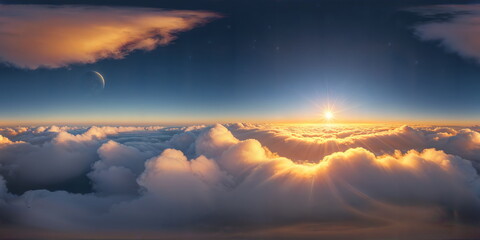 Full 360 degrees seamless spherical panorama HDRI equirectangular projection of A swirling puffy clouds pink sky. Texture environment map for lighting and reflection source rendering 3d scenes.