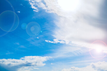 Sky background, natural blue cloudy sky background with clouds