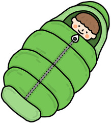 캠핑 숙박 차박 침낭 일러스트