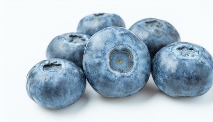 Fototapeta premium Blueberry fruit on white background, top view of blueberries fruits isolated on white background, ripe blueberry fruits. ai generated