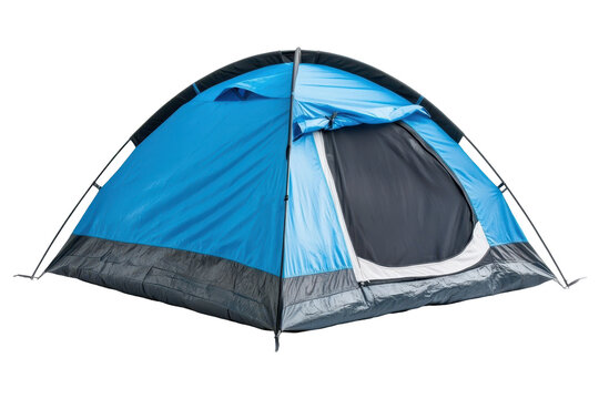 Blue camping tent isolated  bright  for outdoor adventures