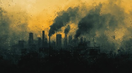 A City Silhouette Against a Smog-Filled Sky