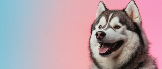 Alaskan Malamute Dog Smiling Half Portrait in Close-up Shot