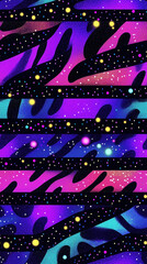 Vibrant abstract animal print inspired by 90s fashion with colorful cosmic patterns - seamless pattern texture png