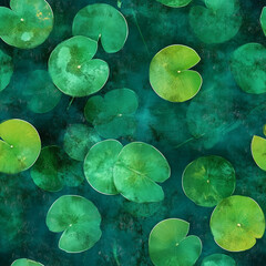 Vibrant lily pad pattern inspired by pond blooms for spring design concepts - seamless pattern texture png