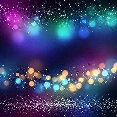 Fototapeta premium A high-resolution digital artwork showcasing a magical night-time scene with vibrant bokeh effects. The background is a captivating blend of deep blues and purples, creating a dreamy and ethereal atmo