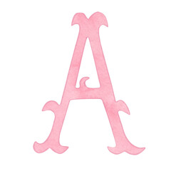 Watercolor vintage pink letter A, alphabet for crest design © SvetaArt