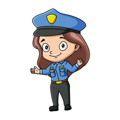 Cute girl cartoon wearing costume police