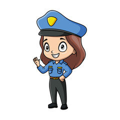 Cute girl cartoon wearing costume police