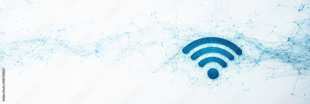 Aufkleber a blue wi-fi icon is depicted on a bright background, highlighting the concept of internet connectiv
