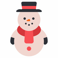 Cute cartoon snowman vector cartoon Christmas character isolated on a white background.