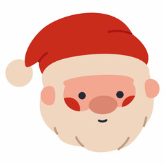 Santa head vector cartoon flat icon isolated on a white background.