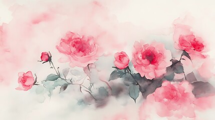 Fototapeta premium Watercolor flowers for design card, postcard, textile, flyer