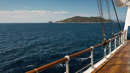 Sea views from the deck of a ship. Tourism, sea freight, travel, cruise, logistics