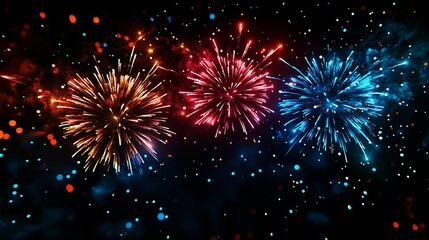 Naklejka premium Vibrant Fireworks Display Illuminating The Night Sky