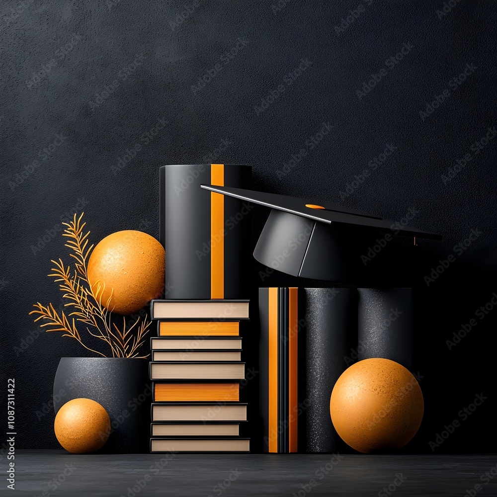 Aufkleber minimalist abstract composition highlighting the form and texture of a graduation cap as it interact