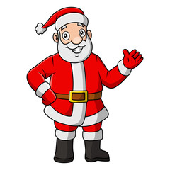 Cartoon cute santa claus with gift