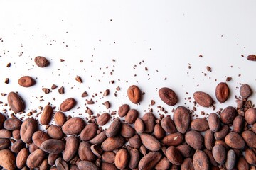 Obraz premium Top View of Cocoa Beans Isolated on White