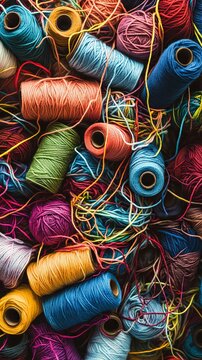 Colorful Threads and Spools Background