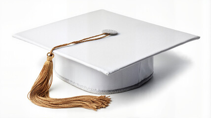 Graduation cap on white background