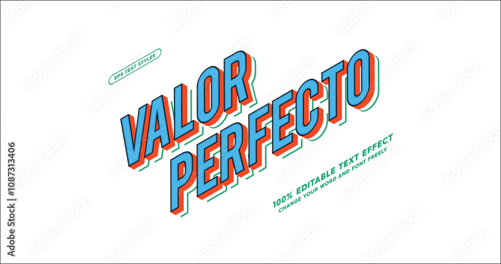 Poster valor perfecto: sleek 3d isometric text effect with vibrant pop colors. perfect for bold, stylish de